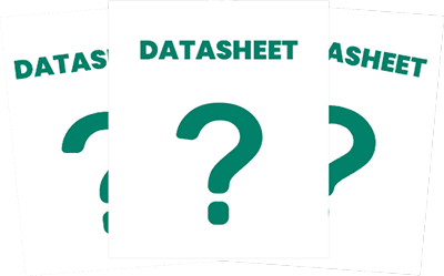 Three cards, each contains the word datasheet and a question mark below